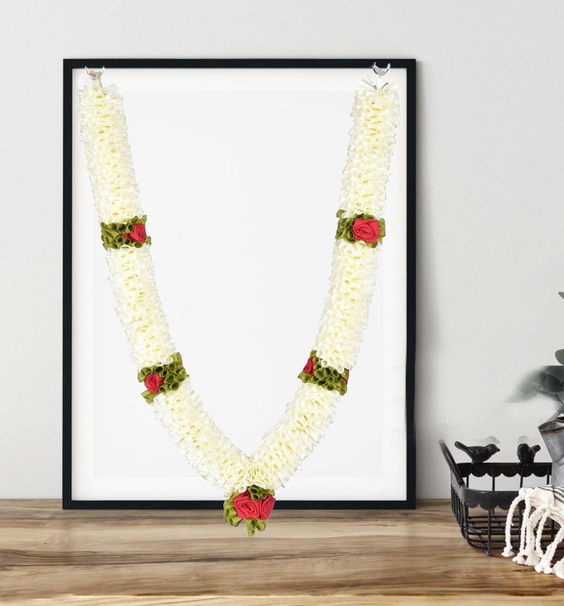Daedal crafters Premium Off White Artificial Garland, Decorative Mala for God Photo Frames Handmade Garland - Image 1