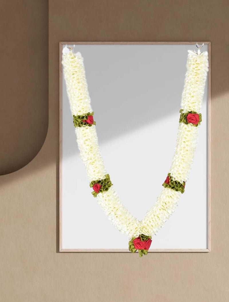 Daedal crafters Premium Off White Artificial Garland, Decorative Mala for God Photo Frames Handmade Garland - Image 3
