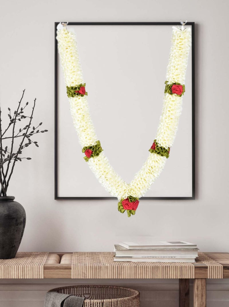 Daedal crafters Premium Off White Artificial Garland, Decorative Mala for God Photo Frames Handmade Garland - Image 4