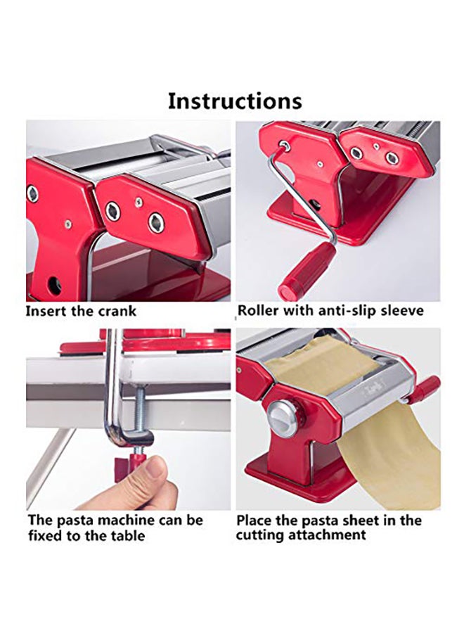 Shule Pasta Maker Machine Stainless Steel Adjustable Pasta Roller and Cutter for Tagliattelle Linguine Lasagna Noodles, Classic Red - Image 5