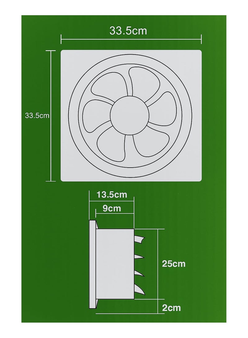 LC IC 10-Inch APB-25A Ventilating Exhaust Fan – Dual Voltage (110-240V) – Wall Mount   2-Year Warranty – White - Image 2