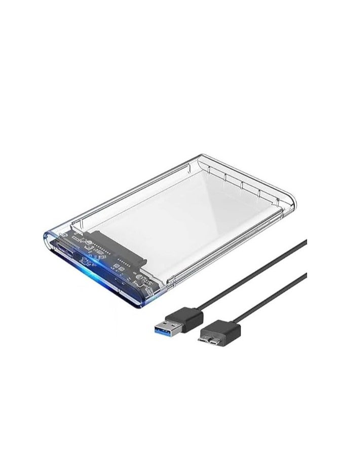 Generic 2.5 Inch Hard Drive Enclosure - External Hard Drive Case - USB 3.0 SATA SSD Hard Drive - Tool-Free - Transparent  - Image 1