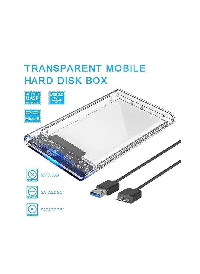 Generic 2.5 Inch Hard Drive Enclosure - External Hard Drive Case - USB 3.0 SATA SSD Hard Drive - Tool-Free - Transparent  - Image 4