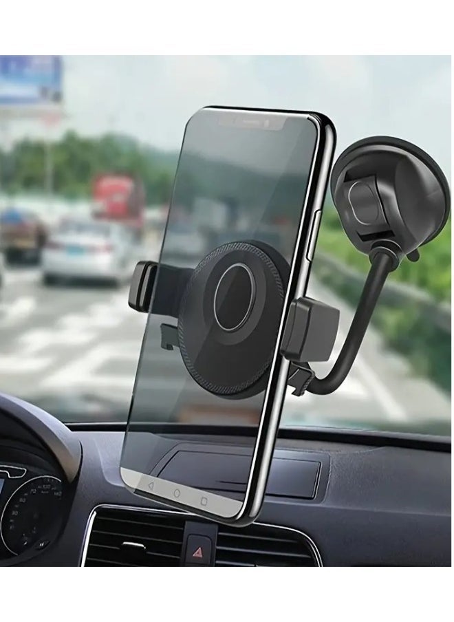 Hose Rotatable Car Mobile Phone Holder | Flexible Gooseneck Mount for Dashboard & Windshield | Strong Suction Cup with 360° Rotation | Secure, Adjustable Car Phone Mount | Universal Fit for All iPhone & Android Smartphones