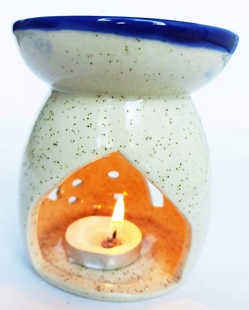 Mkd2 Rise Mkd2 Rise Ceramic Aroma Oil Diffuser Burner Lamp for Room Fragrance Top Blue  - Image 1