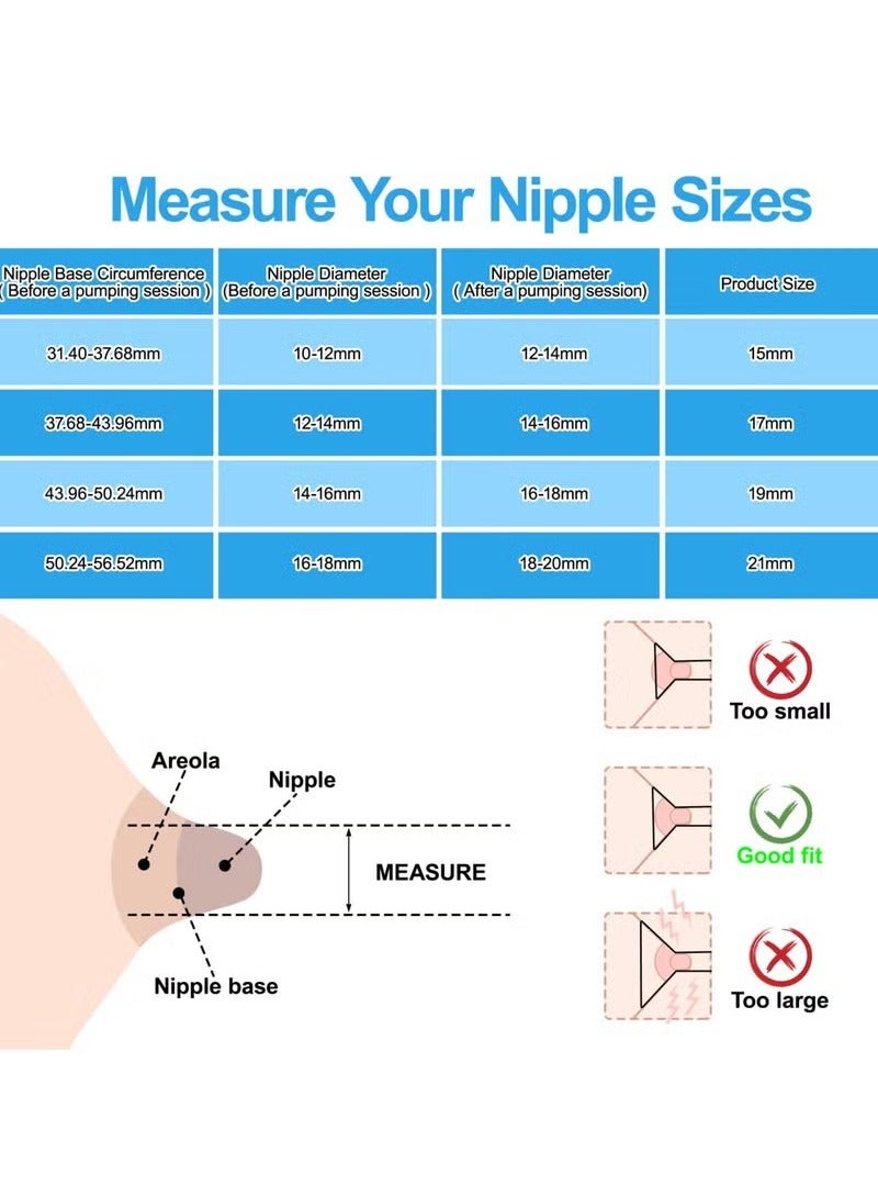 9 Pack Breast Milk Pump Inserts 13/15/17/19/21mm Compatible with Momcozy Wearable Breast Pump, for TSRETE/Spectra/Medela 24mm Shields, Include Silicone DiaphragmDuckbill Valve - Image 3