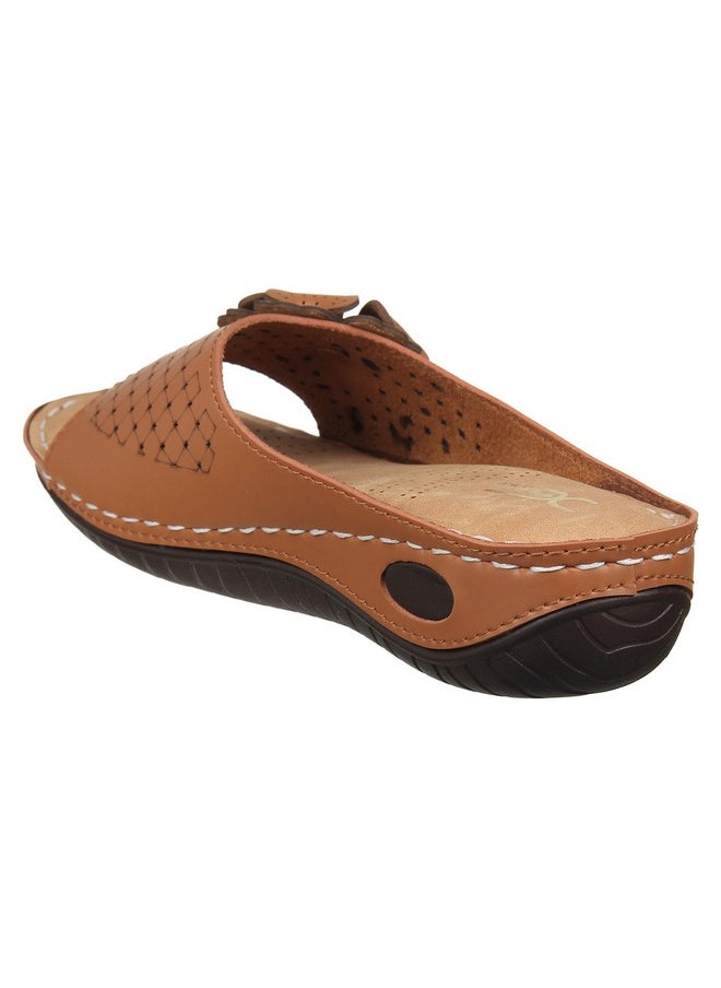 XE Looks - XE Looks Women's Tan Orthopedic Doctor Slippers | Floral Design with Cushioned Footbed | Lightweight Comfort Doctor Slippers For Girls & Women - Image 1