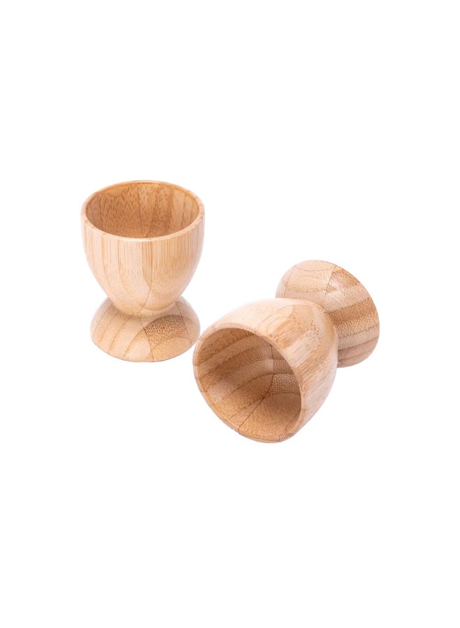 بين سيرفي مجموعة من 2 كوب بيض من الخيزران العضوي المتين بتصميم رستيك ولمسة طبيعية، باللون البني 5.8 x 6.8 x 5.7 سم G15-SQ080 - Image 2