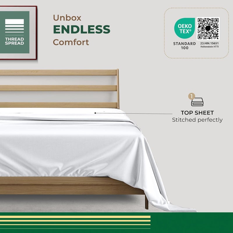 THREAD SPREAD 100% Organic Cotton Percale Flat Sheet King Size - 1 PC Flat Sheet, White - Crisp, Cool and Strong Bed Linen, Top Sheets for Hot Sleepers, Luxury Breathable GOTS Certified Sheets - Image 3