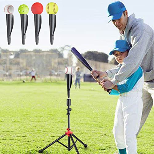 Storgem Batting Baseball tee Softball, Easy to Adjustable Height,Portable Tripod Stand Base Tee for Hitting Training Practice,with Carrying Bag (Black Red Pro) - Image 2
