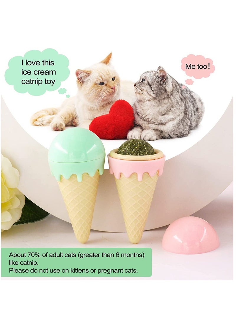 SOLARAE Catnip Balls Toy for Cats, Rotatable Edible Kitty Toys for Cats Lick, Teeth Cleaning Dental Kitten Chew Toys, Safe Healthy Cat Wall Treats for Kitten - Image 3