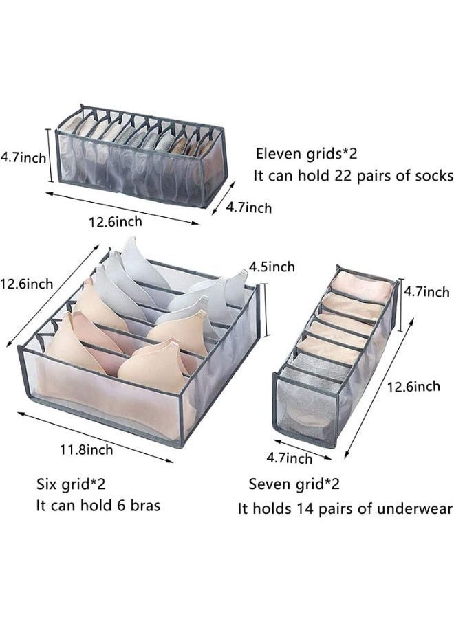 Generic 6 Pieces Underwear Drawer Organizer Foldable Closet Clothes Dividers Nylon Dresser Compartments Storage Box Set Fit for Bras Socks Underpants Panties and Ties Organization  - Image 2