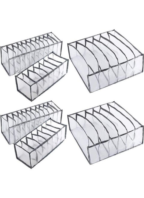 6 Pieces Underwear Drawer Organizer Foldable Closet Clothes Dividers Nylon Dresser Compartments Storage Box Set Fit for Bras Socks Underpants Panties and Ties Organization