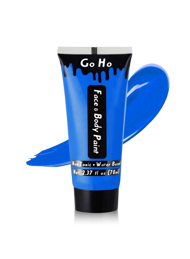 Go Ho طلاء وجه أزرق قابل للغسل (2.37 أونصة 70 مل) كريم مائي أزرق ملكي لطلاء الوجه، مكياج سمورف ميستيك أفاتار جوكر، طلاء جسم أزرق داكن لمكياج سيفكس كوسبلاي للأزياء والمهرجانات ومكياج الهالوين - Image 1
