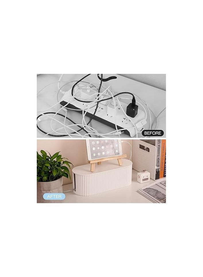 أكس سبرينج صندوق إدارة الكابلات Xspring، صندوق منظم الكابلات الأبيض لشرائط الطاقة، صندوق منظم سلك كبير من Promass مع غطاء، واقيات التيار، صندوق إخفاء كابل أسلاك الكمبيوتر للمنزل والمكتب والمكتب - Image 2