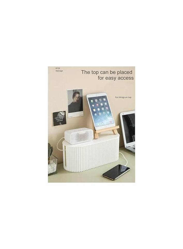 أكس سبرينج صندوق إدارة الكابلات Xspring، صندوق منظم الكابلات الأبيض لشرائط الطاقة، صندوق منظم سلك كبير من Promass مع غطاء، واقيات التيار، صندوق إخفاء كابل أسلاك الكمبيوتر للمنزل والمكتب والمكتب - Image 5