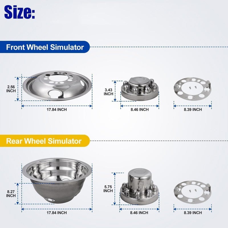 Kucaruce 4pc 16inch Polished Stainless Steel Dually Wheel Simulators for Chevy, Ford, and Dodge - Image 4