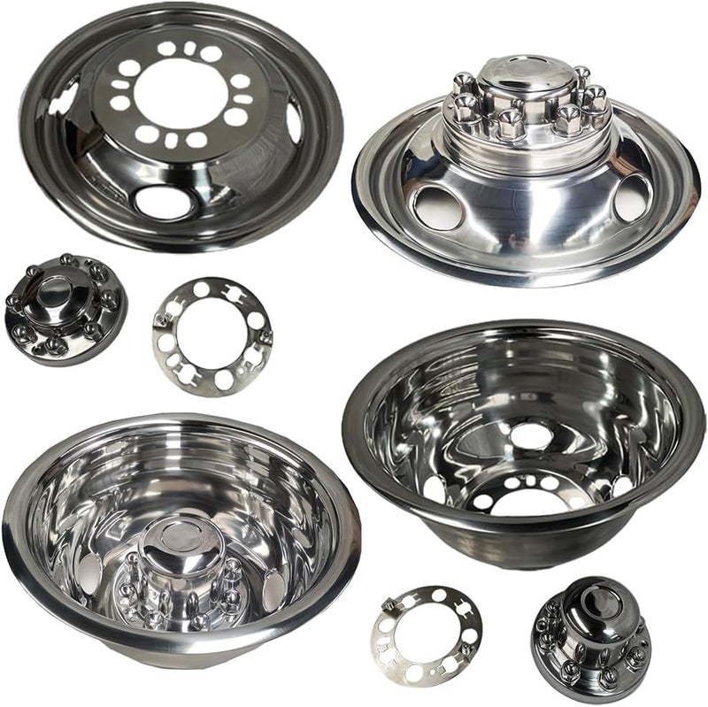 Kucaruce 4pc 16inch Polished Stainless Steel Dually Wheel Simulators for Chevy, Ford, and Dodge - Image 3
