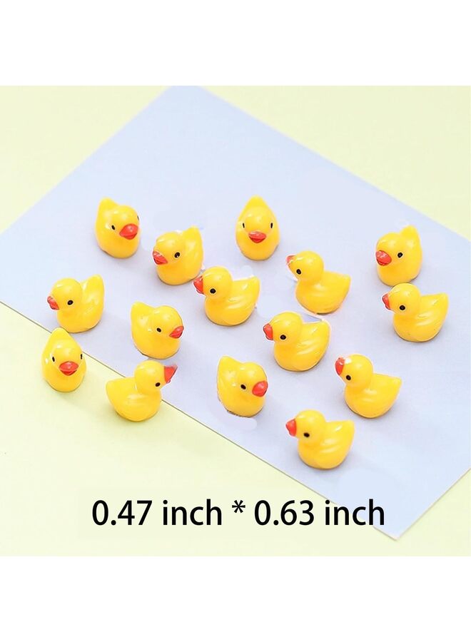 100 قطعة من البطة الصغيرة المتوهجة في الظلام من الراتنج لتزيين الحديقة، تماثيل صغيرة لطيفة لحيوانات خرافية مصغرة لبيوت الدمى وحدائق الطحالب، صناعة يدوية لتزيين الكعك (أصفر) - Image 2