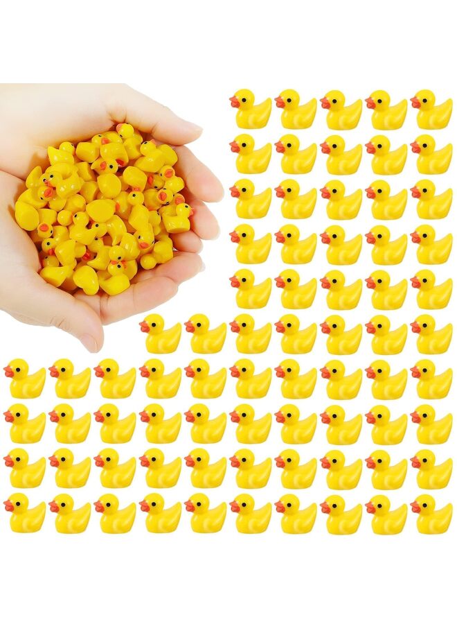 100 قطعة من البطة الصغيرة المتوهجة في الظلام من الراتنج لتزيين الحديقة، تماثيل صغيرة لطيفة لحيوانات خرافية مصغرة لبيوت الدمى وحدائق الطحالب، صناعة يدوية لتزيين الكعك (أصفر) - Image 1