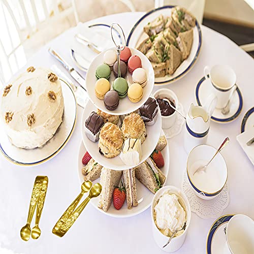 Sunenlyst 3PCS Mini Serving Tongs, 4Inch Rose Stainless Steel Sugar Cube Tongs, Sliver Small Ice Tong for Tea and Coffee Party, Appetizers, Desserts by Sunenlyst (Gold) - Image 4