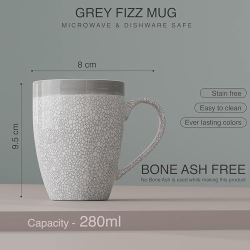 The Earth Store Grey Fizz Coffee Mugs Set of 6 Ceramic Mugs to Gift to Best Friend, Tea Mugs, Microwave Safe Coffee Mugs, Ceramic Tea Cups - Image 2