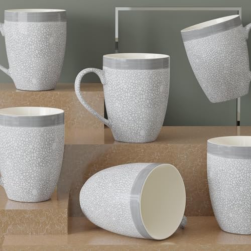 The Earth Store Grey Fizz Coffee Mugs Set of 6 Ceramic Mugs to Gift to Best Friend, Tea Mugs, Microwave Safe Coffee Mugs, Ceramic Tea Cups - Image 1