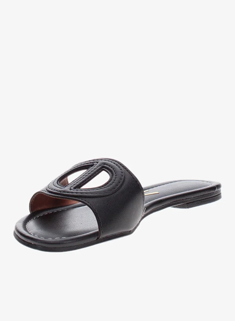 فيزانو فيزانو صنادل نسائية مسطحة أسود | صنع في البرازيل