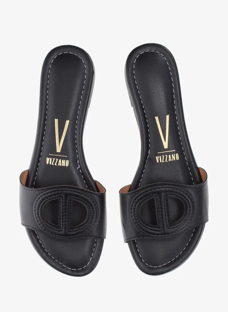 فيزانو فيزانو صنادل نسائية مسطحة أسود | صنع في البرازيل