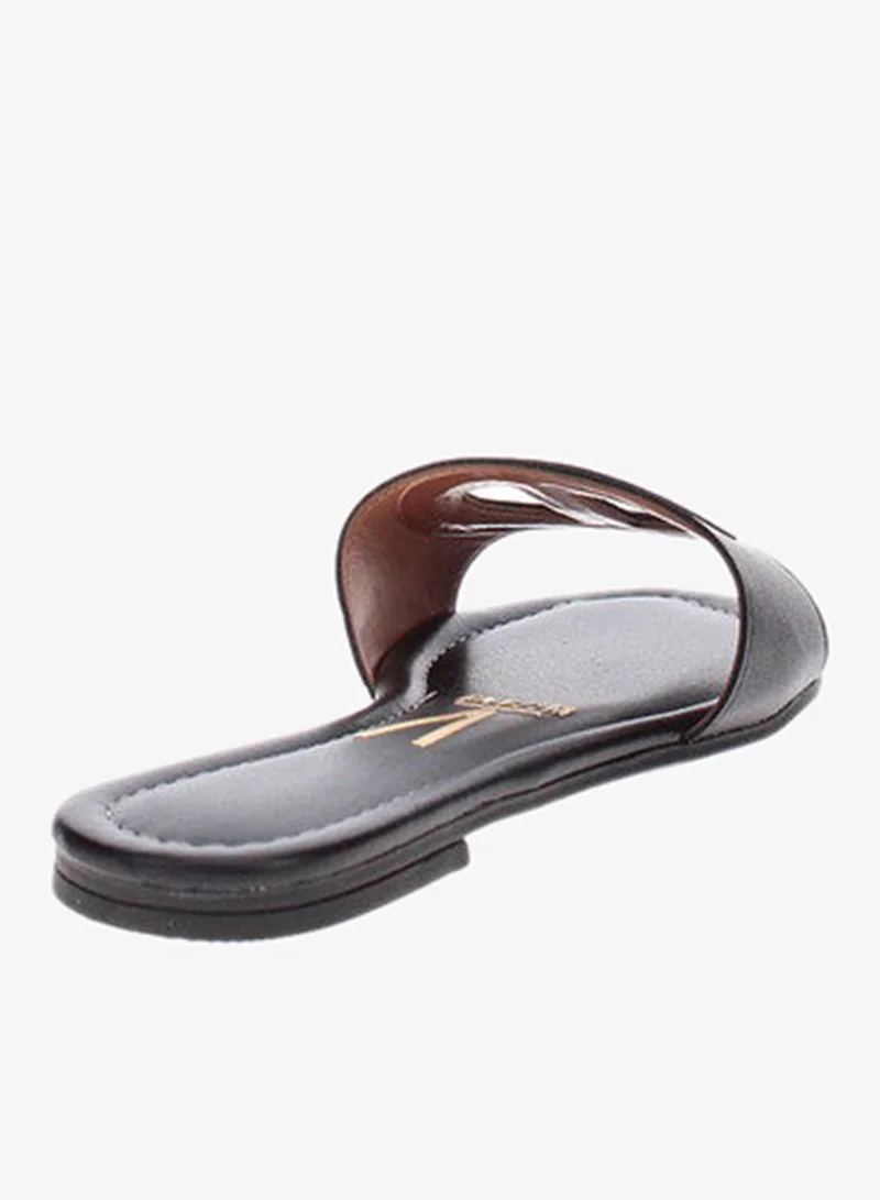 فيزانو فيزانو صنادل نسائية مسطحة أسود | صنع في البرازيل