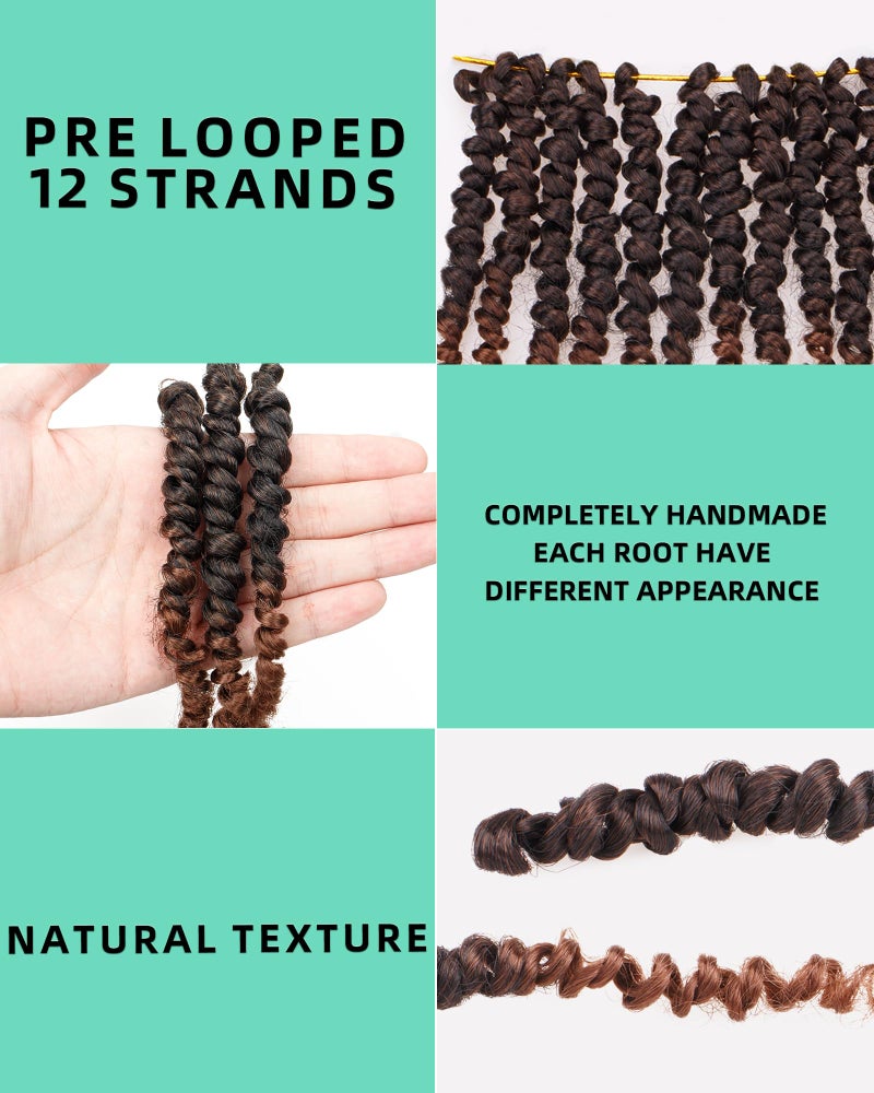 Miss Sula Pre-Twisted Passion Twist Crochet Hair for Black Women Passion Twist Hair Pre Looped Bohemian Braids 6 Inch 8 Packs Ombre Black to Brown Short Bob Curly Crochet Braiding Hair Extensions(6"-8P T30) - Image 4
