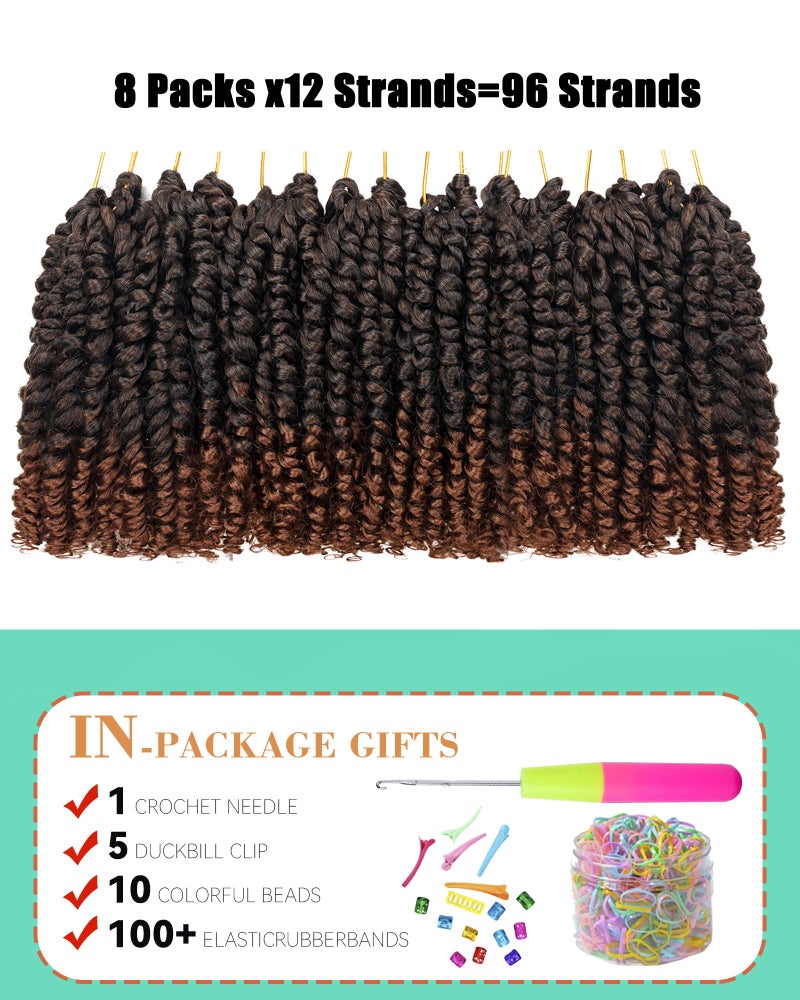 Miss Sula Pre-Twisted Passion Twist Crochet Hair for Black Women Passion Twist Hair Pre Looped Bohemian Braids 6 Inch 8 Packs Ombre Black to Brown Short Bob Curly Crochet Braiding Hair Extensions(6"-8P T30) - Image 5