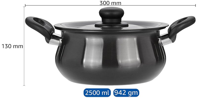 Brand - Solimo Solimo Aluminium Hard Anodized Handi With Lid 25 Liter Induction Bottom Black - Image 4