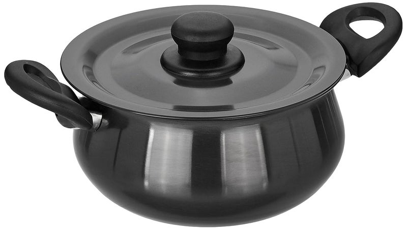 Brand - Solimo Solimo Aluminium Hard Anodized Handi With Lid 25 Liter Induction Bottom Black - Image 1