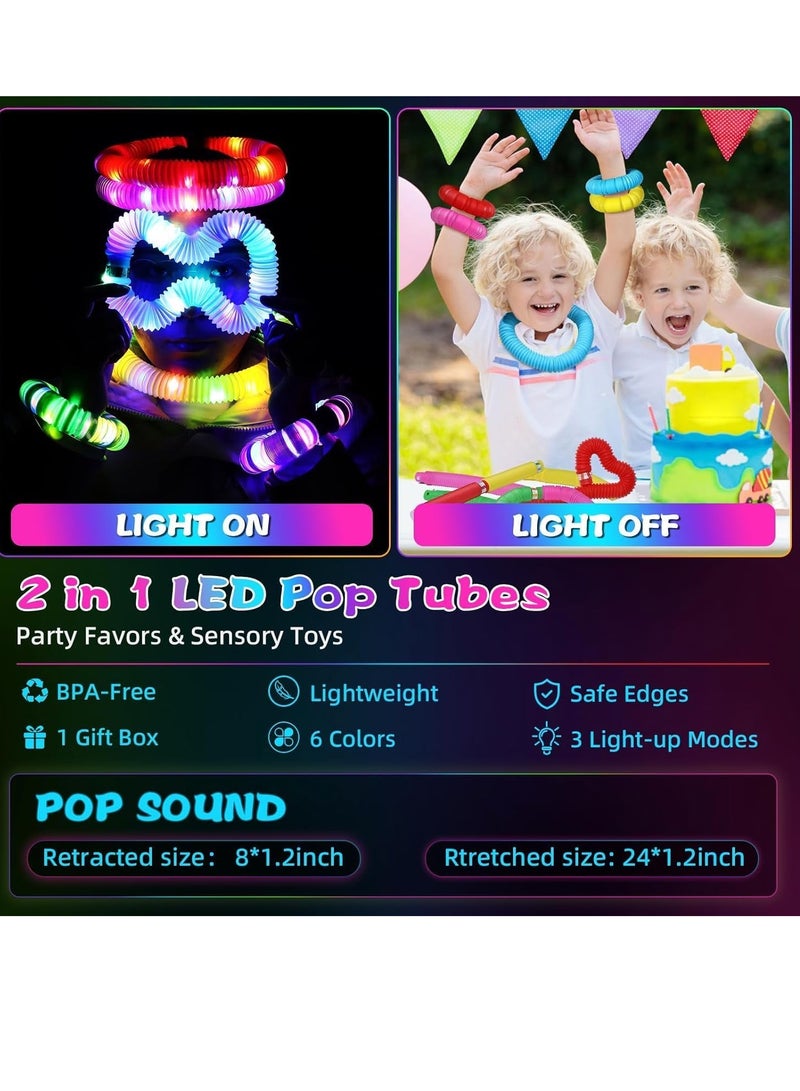 ARGT أنابيب فidget مضيئة ARGT – 12 قطعة عصي حسية مضيئة | ألعاب فidget قابلة للتمديد مع وميض LED للأطفال ومتعة الحفلات - Image 2