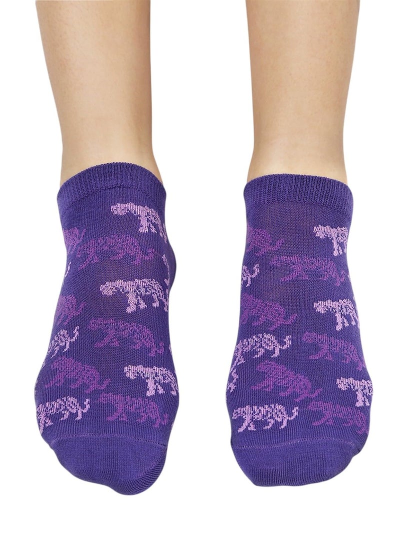 BALENZIA SocksXpress Women's WWF Lowcut Socks | 3-Pack | Animal Print | Cute Socks for women (Pink, Purple, Blue) - Image 3