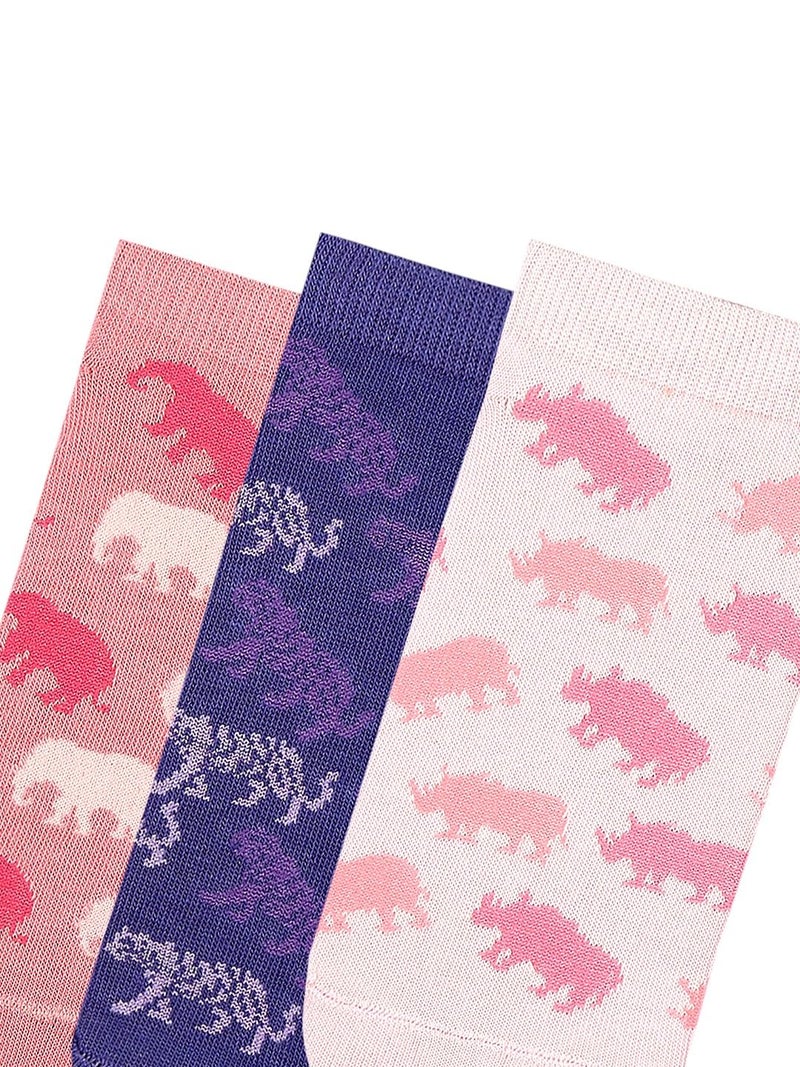 BALENZIA SocksXpress Women's WWF Lowcut Socks | 3-Pack | Animal Print | Cute Socks for women (Pink, Purple, Blue) - Image 5