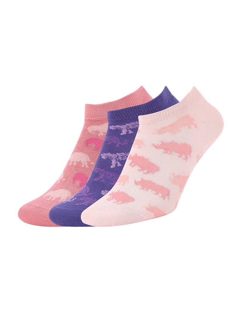 BALENZIA SocksXpress Women's WWF Lowcut Socks | 3-Pack | Animal Print | Cute Socks for women (Pink, Purple, Blue) - Image 2