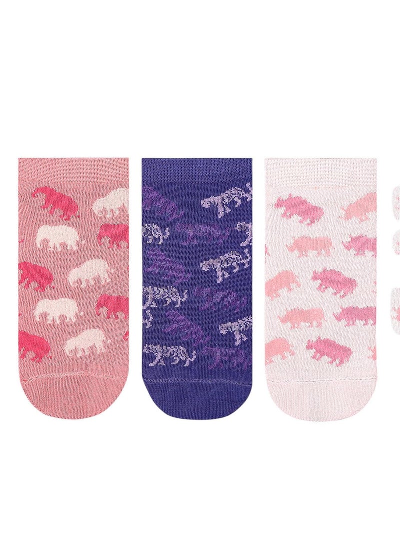 BALENZIA SocksXpress Women's WWF Lowcut Socks | 3-Pack | Animal Print | Cute Socks for women (Pink, Purple, Blue) - Image 1