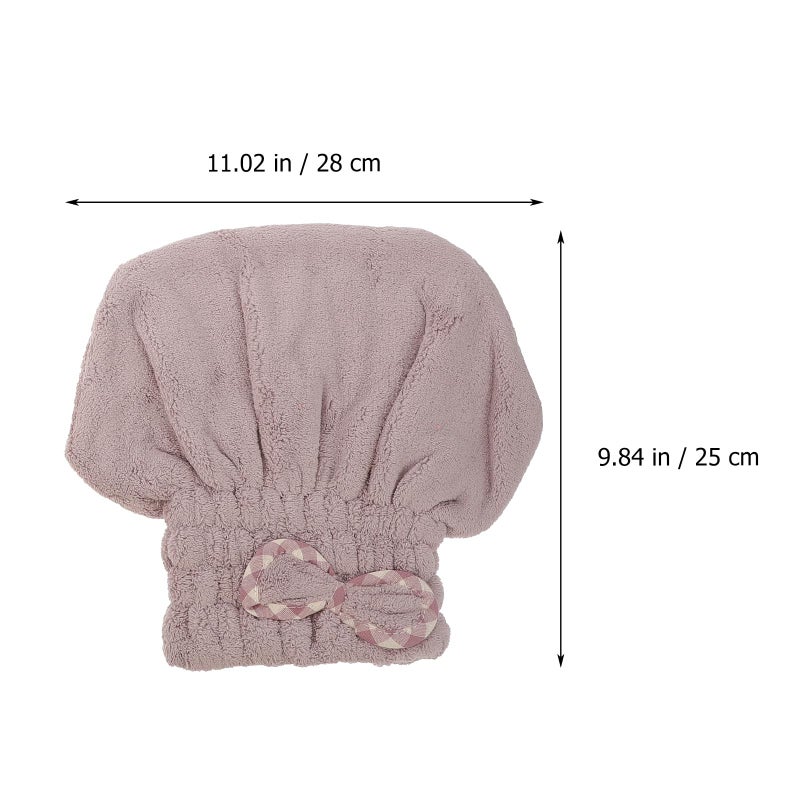 Coral Fleece Hair Drying Towel Wrap 2 Pack Khaki Purple Quick Dry Absorbent Cap - Image 3