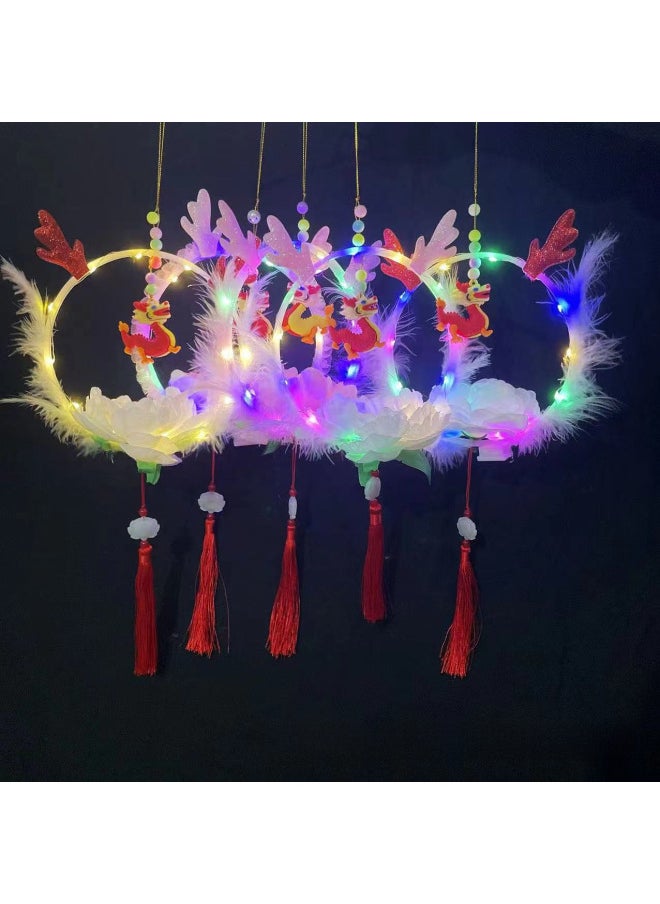 Hot Sale Luminous Rabbit Ear Hair Hoop Dragon Lantern Bow Ball Headwear 14 Light Woolly Rabbit Ear Toy-Color:Luminous Fox Ears-white Light  - Image 4