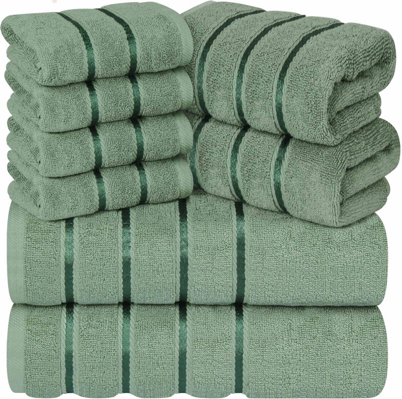 yraly مناشف فاخرة لحمام مجموعة من مناشف حمام 8-2 مناشف يدوية 4 مناشف غسيل - 600 GSM 100 ٪ من المناشف الحدودية الحدودية في القطن - Image 1
