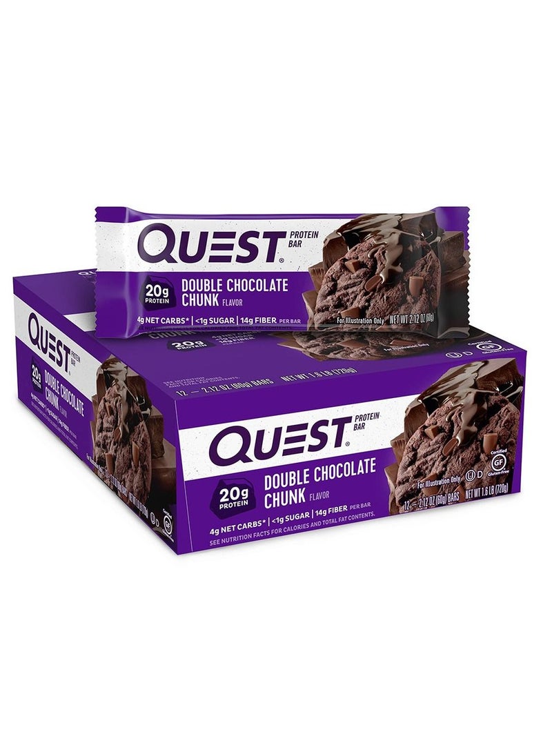 Quest Protein Bar Double Chocolate Chunk 60g x 12  - Image 1
