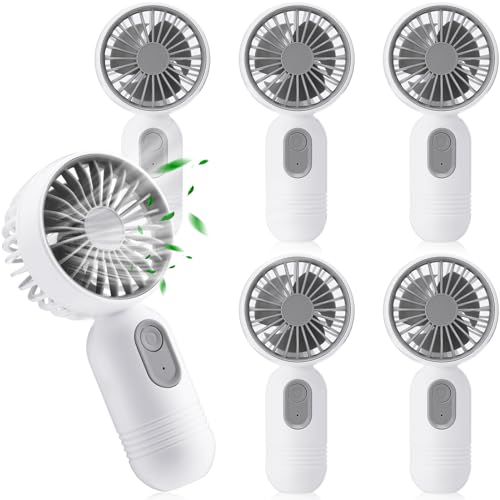 Rossesay 6 Pcs Mini Portable Fan Bulk Cute Handheld Lightweight Small Little Personal Hand Eyelash Fan 3 Speeds USB Rechargeable for Women Men Indoor Outdoor Makeup Travel White - Image 1