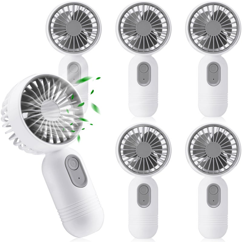 Rossesay 6 Pcs Mini Portable Fan Bulk Cute Handheld Lightweight Small Little Personal Hand Eyelash Fan 3 Speeds USB Rechargeable for Women Men Indoor Outdoor Makeup Travel White - Image 2
