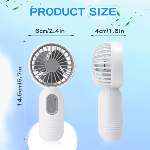 Rossesay 6 Pcs Mini Portable Fan Bulk Cute Handheld Lightweight Small Little Personal Hand Eyelash Fan 3 Speeds USB Rechargeable for Women Men Indoor Outdoor Makeup Travel White - Image 3