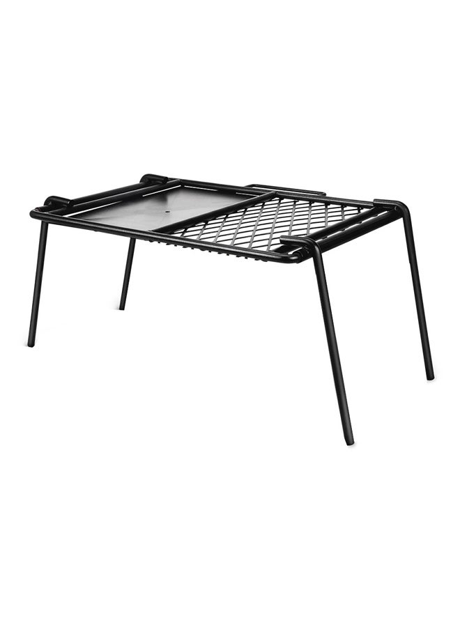 AL SANIDI حامل نار مع شواية صاج، شواية فحم صغيرة محمولة للنزهات، أسود، مقاس 33*46 سم - Image 1