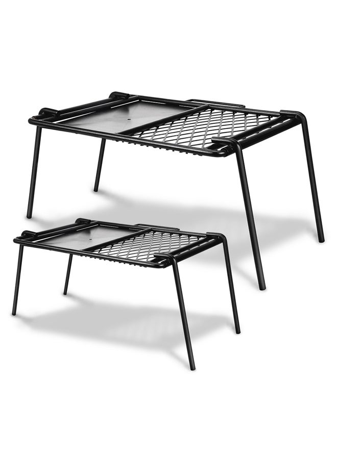 AL SANIDI حامل نار مع شواية صاج، شواية فحم صغيرة محمولة للنزهات، أسود، مقاس 33*46 سم - Image 5