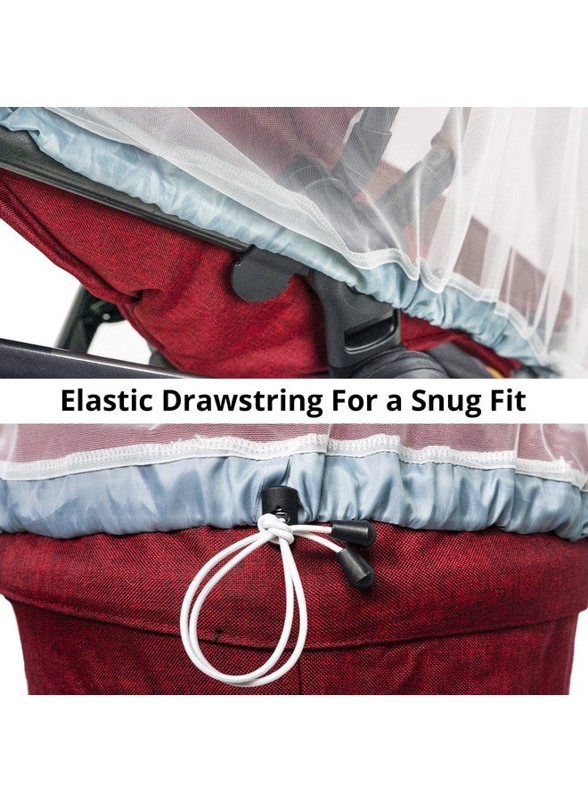 Universal Backpackers Baby Mosquito Net for Stroller, Carrier & Bassinet - Elastic Drawstring for Snug Fit Netting - Infant Bug Net for Jogger, Car Seat & Pack N Play - 1000 Mesh Toddler Canopy & Gift Packaging - Image 2