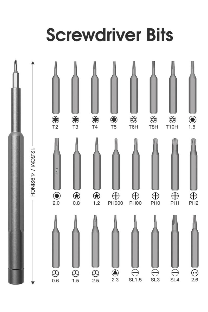24 In 1 Premium Precision Screwdriver Set Magnetic Mini Tool Kit For Electronics Phone Laptop Camera Watch Computer Pocket Bit Set Flat Head Small Magnetic Driver Repair Tool Kit Set - Image 4